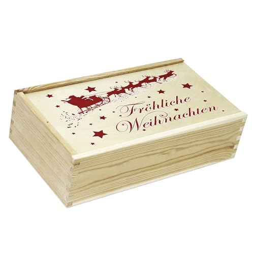 HW HOLZKISTEN-WELT 2er Weinkiste aus Holz mit Schiebedeckel und Aufdruck Fröhliche Weihnachten HW HOLZKISTEN-WELT 2er Weinkiste aus Holz mit Schiebedeckel und Aufdruck Fröhliche Weihnachten von HW HOLZKISTEN-WELT