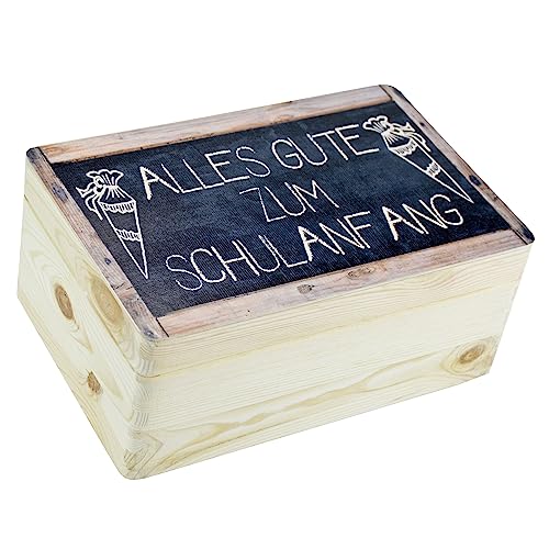 HW HOLZKISTEN-WELT Geschenkbox zum Schulanfang Einschulung Geschenkverpackung kleine Truhe von HW HOLZKISTEN-WELT