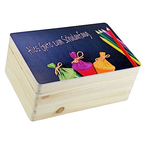 HW HOLZKISTEN-WELT Geschenkbox zum Schulanfang Einschulung Geschenkverpackung kleine Truhe von HW HOLZKISTEN-WELT