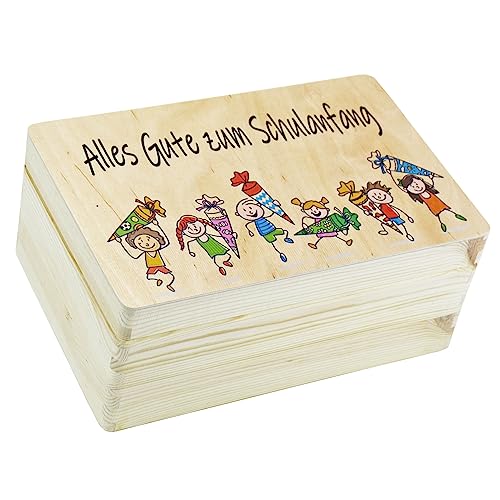 HW HOLZKISTEN-WELT Geschenkbox zum Schulanfang Einschulung Geschenkverpackung kleine Truhe von HW HOLZKISTEN-WELT