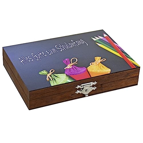 HW HOLZKISTEN-WELT Geschenkbox zur Einschulung/Schulanfang Holzkiste Geldgeschenk von HW HOLZKISTEN-WELT
