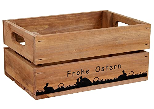 HW HOLZKISTEN-WELT Holzkiste Braun mit Aufdruck Frohe Ostern Paarungszeit - Osterkiste Geschenkverpackung Präsentkorb Geschenk von HW HOLZKISTEN-WELT