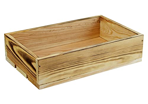 HW HOLZKISTEN-WELT Holzkiste XS Geflammt zur Aufbewahrung Dekoration 28,5x18,2x7cm - Stiege Steige Obstkiste Präsentkorb Geschenk von HW HOLZKISTEN-WELT