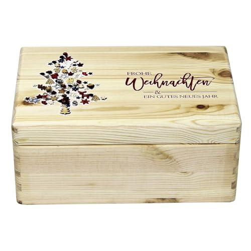 HW HOLZKISTEN-WELT Holzkiste mit Klappdeckel mit Aufdruck Frohe Weihnachten und ein gutes neues Jahr Geschenkbox HW HOLZKISTEN-WELT Holzkiste mit Klappdeckel mit Aufdruck Frohe Weihnachten und ein gutes neues Jahr Geschenkbox von HW HOLZKISTEN-WELT
