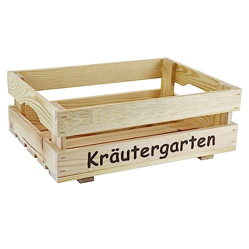 HW HOLZKISTEN-WELT Kräutergarten - Stiege M halb - Küchendeko Kräuterkiste dunkelbraun von HW HOLZKISTEN-WELT