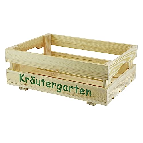 HW HOLZKISTEN-WELT Kräutergarten - Stiege M halb - Küchendeko Kräuterkiste grün von HW HOLZKISTEN-WELT