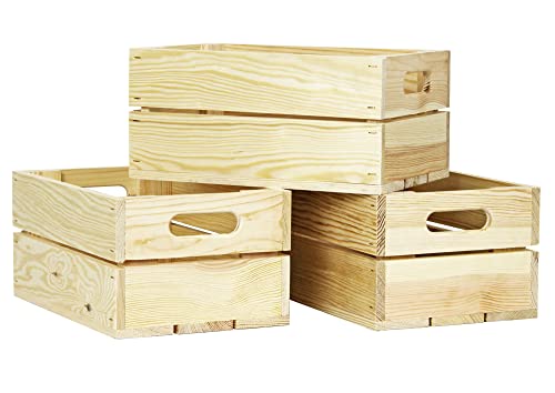 HW HOLZKISTEN-WELT Holzkiste 3er Set 3er Set Natur ohne Aufdruck - Stiege Steige Geschenkverpackung Präsentkorb Geschenk von HW HOLZKISTEN-WELT