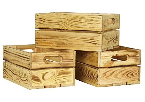 HW HOLZKISTEN-WELT Holzkiste 3er Set Natur Geflammt ohne Aufdruck - Stiege Steige Geschenkverpackung Präsentkorb Geschenk von HW HOLZKISTEN-WELT