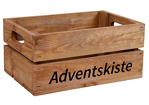 HW HOLZKISTEN-WELT Holzkiste Braun mit Aufdruck Adventskiste - Stiege Steige Geschenkverpackung Präsentkorb Geschenk von HW HOLZKISTEN-WELT