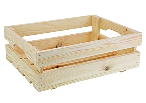 HW HOLZKISTEN-WELT Holzkiste M-halb Natur zur Aufbewahrung Dekoration 40x30x13 cm - Stiege Steige Obstkiste Präsentkorb Geschenk von HW HOLZKISTEN-WELT