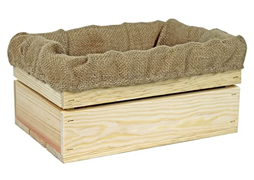 HW HOLZKISTEN-WELT Holzkiste Natur ohne Aufdruck mit Juteeinlage - Stiege Steige Geschenkverpackung Präsentkorb Geschenk von HW HOLZKISTEN-WELT