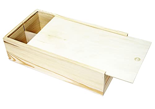 HW HOLZKISTEN-WELT Weinkiste Schiebedeckel Teiler 2 Flaschen 36x19,5x11,5cm - Holzkiste Weinbox Weinverpackung Kiste Deckel von HW HOLZKISTEN-WELT