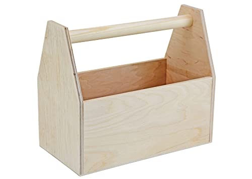 Werkzeugkiste aus Holz Natur mit Tragegriff S 26x14x22cm - Hausmeisterkiste Tragekiste Kiste von HW HOLZKISTEN-WELT