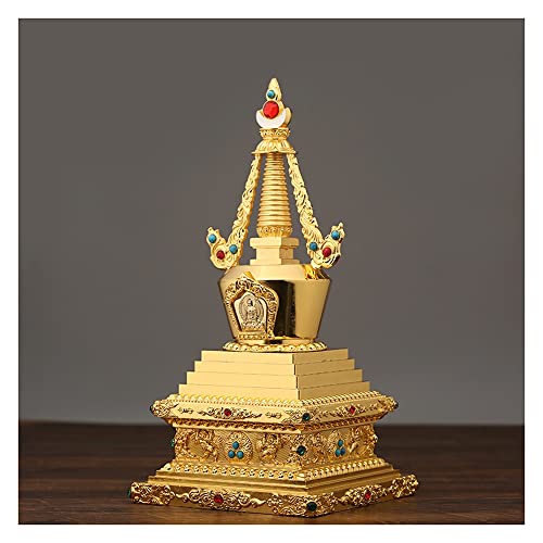 HWASH Buddha-Skulptur Aus Tibetischem Buddhismus, 17/22/29 cm Meditationsrunde Stupa-Figur Auspicious Buddha-Skulptur – Gold Und Tibetische Dekoration Bodhi-Pagode (Color : Golden, Size : 15x29cm) von HWASH