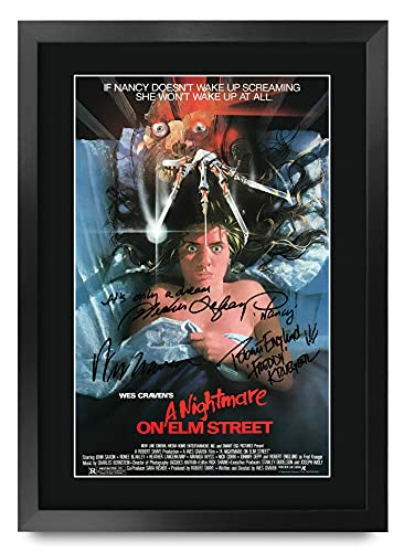 HWC Trading A Nightmare On Elm Street A3 Gerahmte Signiert Gedruckt Autogramme Bild Druck-Fotoanzeige Geschenk Für Wes Craven Robert Englund Heather Langenkamp Filmfans von HWC Trading