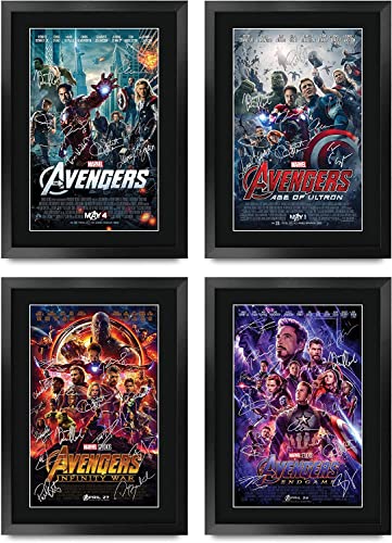 HWC Trading A3 FR Avengers Unendlichkeit War Endgame-Film-Plakat Downey Jr, Evans, Hemsworth Signed A3 Printed Autogramm Film Geschenke drucken Fotobildanzeige (alle 4 Poster) von HWC Trading