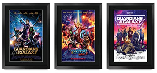 HWC Trading A3 FR Guardians of The Galaxy Collection Chris Pratt and Cast Gifts gedrucktes Poster mit Autogramm für Film-Fans, gerahmt, A3 von HWC Trading