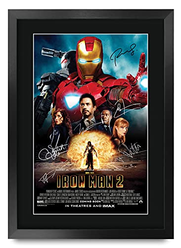 HWC Trading A3 FR Iron Man 2 Robert Downey Jr und Cast Geschenke Printed Poster Autogramm Bild für Film-Memorabilia Fans - A3 Eingerahmt von HWC Trading