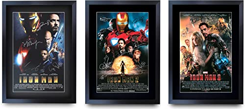 HWC Trading A3 FR Ironman Movie Poster Collection mit Robert Downey Jr Terrence Howard Gwyneth Paltrow Jeff Bridges signiert gedruckt Autogramm Film Geschenke Foto Bild Display von HWC Trading