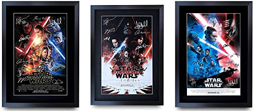 HWC Trading A3 FR Star Wars Trilogy Sequel-Film-Plakat-Sammlung Cast Signed Geschenk gerahmt Printed Autogramm Daisy Ridley John Boyega Geschenke drucken Fotobildanzeige von HWC Trading