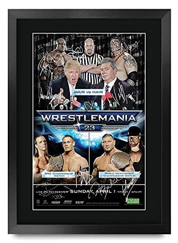 HWC Trading A3 FR WrestleMania 23 Programm-Plakat Der Cast Signed Geschenk GESTALTET A3 gedruckt Autogramm WWF WWE Wrestling Geschenke Fotobildanzeige drucken von HWC Trading