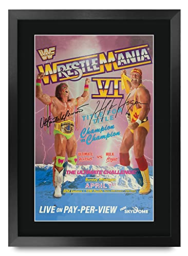 HWC Trading A3 FR WrestleMania 6 Programm Poster Hulk Hogan Ultimate Warrior Signed Geschenk GESTALTET A3 Printed Autogramm WWF WWE Wrestling Geschenke drucken Fotobildanzeige von HWC Trading