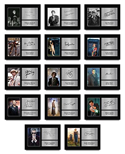 HWC Trading A4 All 14 Dr's Doctor Who Collection Komplettes Set gedrucktes Autogramm Bild für TV-Show-Fans – A4 von HWC Trading