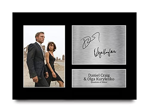 HWC Trading A4 Daniel Craig & Olga Kurylenko James Bond Quantum of Solice Geschenke Gedruckt, Signiert Autogramm Bild Für Film-Erinnerungsstücke-Fans von HWC Trading