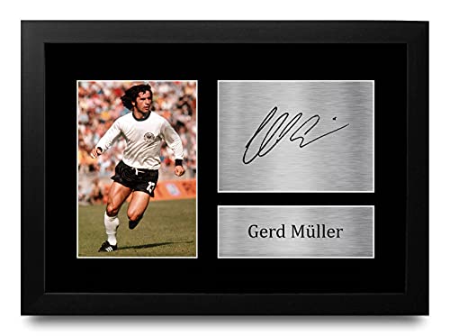 HWC Trading A4 FR Gerd Müller Deutschland Geschenke gedruckt Autogramme Bild für Fans und Unterstützer - A4 Eingerahmt von HWC Trading