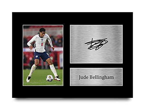 HWC Trading A4 Jude Bellingham England Geschenke gedruckt signiertes Autogrammbild für Fußballfans und Unterstützer von HWC Trading