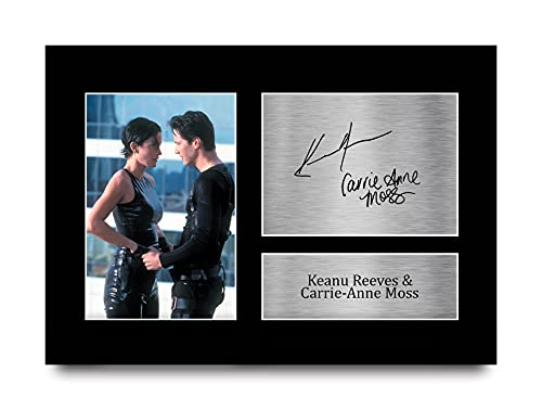 HWC Trading A4 Keanu Reeves Carrie-Anne Moss The Matrix Neo, Trinity Geschenke Gedruckt, Signiert Autogramm Bild Für Film-Erinnerungsstücke-Fans von HWC Trading