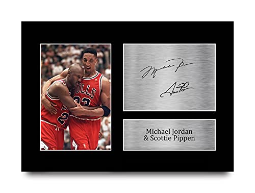 HWC Trading A4 Michael Jordan & Scottie Pippen Chicago Bulls Geschenke Gedruckt, Signiert Autogramm Bild für Basketball-Erinnerungsstücke-Fans von HWC Trading