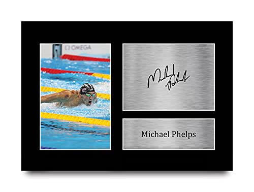 HWC Trading A4 Michael Phelps Swim Team USA Geschenke Gedrucktes Signiertes Autogrammbild für Fans von Schwimm-Erinnerungsstücken von HWC Trading