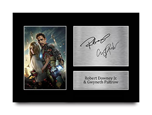 HWC Trading A4 Robert Downey Jr & Gwyneth Paltrow Iron Man Iron Man & Pepper Potts Geschenke Geducktes Signiertes Autogramm Foto für Fans von Film Memorabilien - A4 von HWC Trading