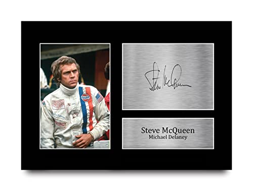 HWC Trading A4 Steve McQueen Le Mans Geschenke Geducktes Signiertes Autogramm Foto für Fans von Film Memorabilien von HWC Trading