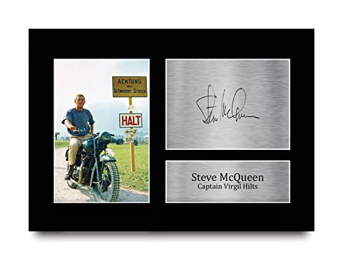 HWC Trading A4 Steve McQueen The Great Escape Geschenke Geducktes Signiertes Autogramm Foto für Fans von Film Memorabilien von HWC Trading