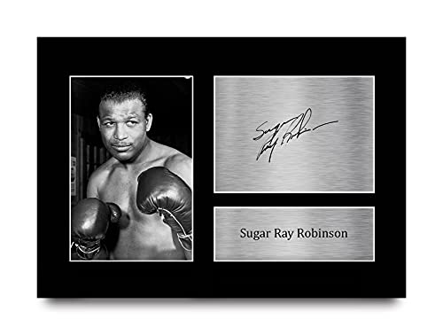 HWC Trading A4 Sugar Ray Robinson Boxing Geschenke Gedrucktes Signiertes Autogramm Foto für Fans von Boxsport Memorabilien von HWC Trading