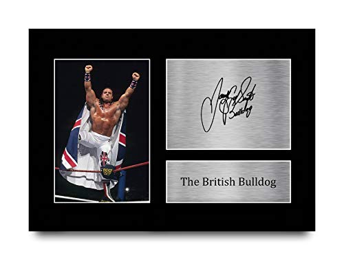 HWC Trading A4 The British Bulldog Gifts gedrucktes Autogramm für WWE & WWF Fanartikel-Fans – A4 von HWC Trading