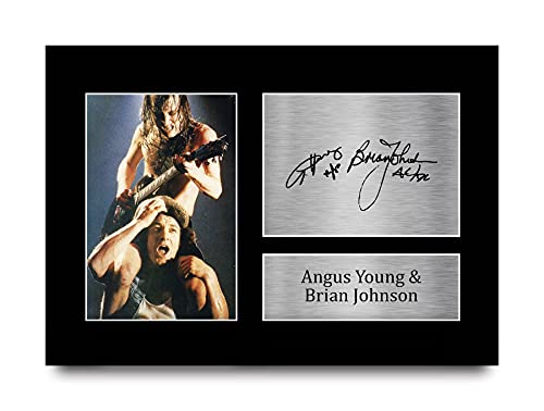 HWC Trading Angus Young & Brian Johnson A4 Ungerahmt Signiert Gedruckt Autogramme Bild Druck-Fotoanzeige Geschenk Für Acdc Musik-Fans von HWC Trading