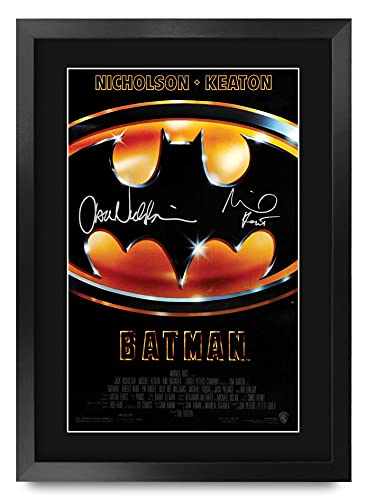 HWC Trading Batman A3 Gerahmte Signiert Gedruckt Autogramme Bild Druck-Fotoanzeige Geschenk Für Michael Keaton Jack Nicholson Filmfans von HWC Trading