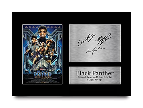 HWC Trading Black Panther The Avengers A4 Ungerahmt Signiert Gedruckt Autogramme Bild Druck-Fotoanzeige Geschenk Für Chadwick Boseman Michael B. Jordan Lupita Nyong'O Filmfans von HWC Trading