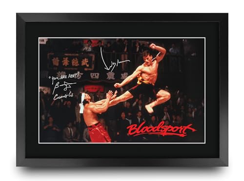 HWC Trading Bloodsport Scene 1 Geschenke Geducktes Signiertes Autogramm Foto für Fans von Film Memorabilien - A3 Gerahmt von HWC Trading