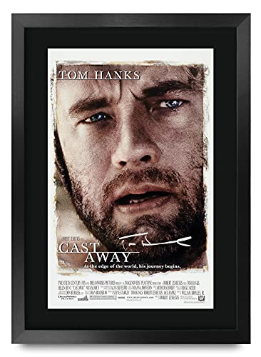 HWC Trading Cast Away A3 Gerahmte Signiert Gedruckt Autogramme Bild Druck-Fotoanzeige Geschenk Für Tom Hanks Filmfans von HWC Trading