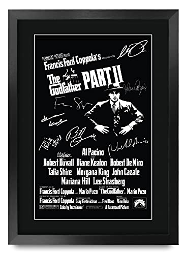 HWC Trading Der Pate Teil 2 Die Cast Al Pacino Robert De Niro Geschenke Printed Poster Autogramm Bild für Film-Memorabilia Fans - A3 Eingerahmt von HWC Trading