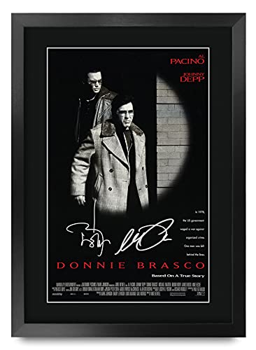 HWC Trading Donnie Brasco A3 Gerahmte Signiert Gedruckt Autogramme Bild Druck-Fotoanzeige Geschenk Für Johnny Depp Al Pacino Filmplakat Fans von HWC Trading