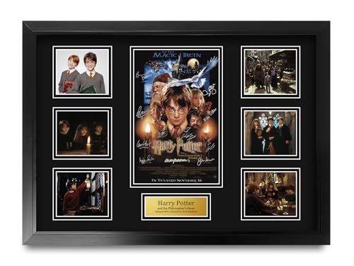 HWC Trading Philosopher's Stone Harry Potter Geschenke Geducktes Signiertes Autogramm Präsentationsdisplay für Fans von Film Memorabilien - A2 Gerahmt von HWC Trading