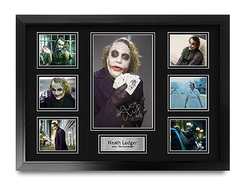 HWC Trading FR A2 Heath Ledger Joker Geschenke Geducktes Signiertes Autogramm Fotodisplay für Fans von Film Memorabilien - A2 Gerahmt von HWC Trading