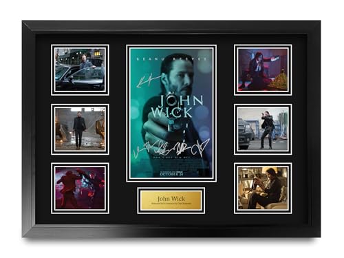 HWC Trading John Wick Geschenke Geducktes Signiertes Autogramm Präsentationsdisplay für Fans von Film Memorabilien - A2 Gerahmt von HWC Trading