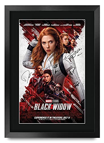 HWC Trading FR A3 Black Widow Scarlett Johansson Geschenke Gedruckt Poster Unterzeichnet Autogramm Bild Für Film Erinnerungsstücke Fans - A3 Eingerahmt von HWC Trading