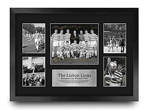 HWC Trading FR A3 Celtic Lissabon Lions 1967 UEFA Euro Cup Gewinner, Autogramm, signiert, für Fußballfans und Fans, gerahmt, A3 von HWC Trading